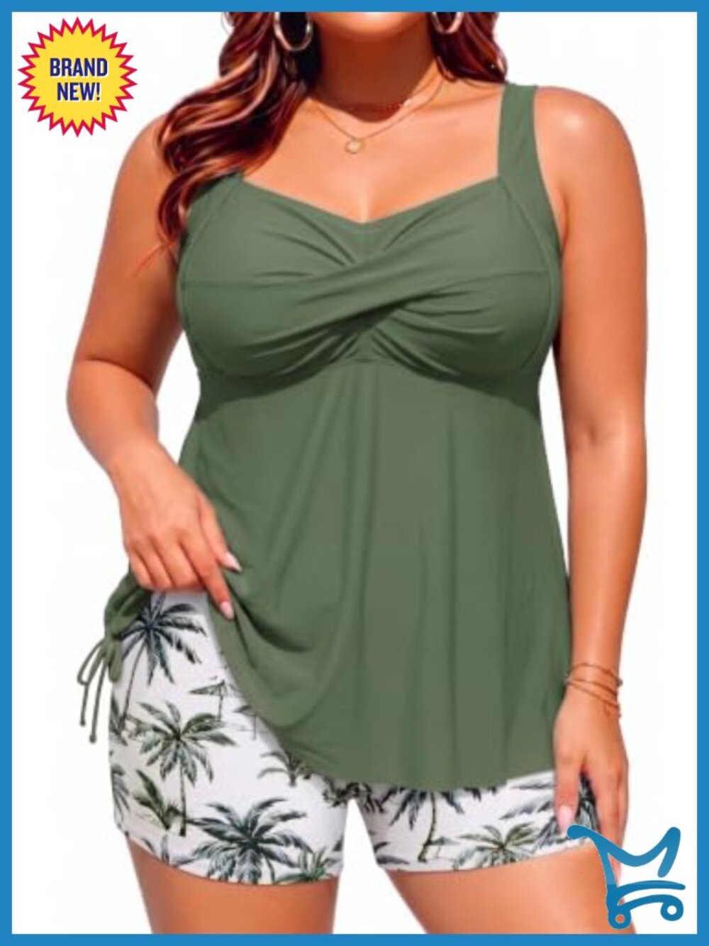 Plus Size Tankini Swimsuit Two Piece Flowy Swimdress with Shorts